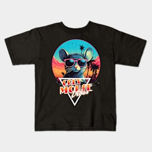 Retro Wave Chillout Grey Mouse Vibes Kids T-Shirt